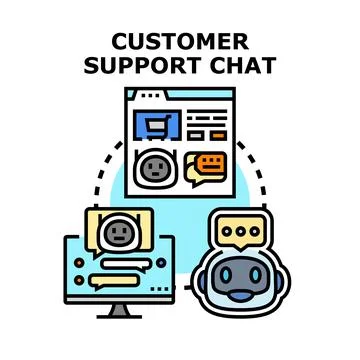 Customer support chat assisting digital online users Stock Illustration