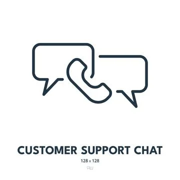 Customer Support Chat Icon. Contact, Phone, Message. Editable Stroke. Simpl.. Stock Illustration