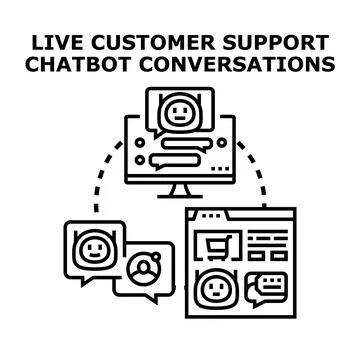 Customer support chatbot conversations and online assistance Stock Illustration