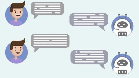 Customer support chatbot helps a user. Text speech bubble animation. Stock Footage 108218712