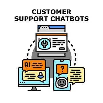 Customer support chatbots providing online assistance and interaction Stock Illustration
