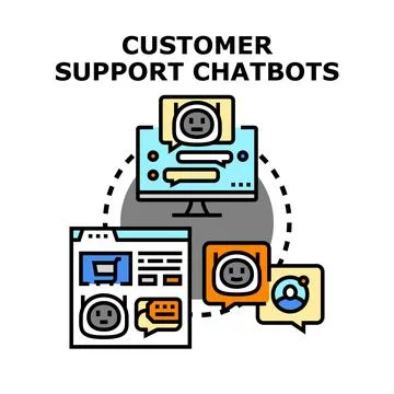 Customer support chatbots providing virtual assistance online Stock Illustration