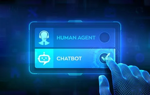 Customer support choice concept. Human agent vs chatbot. Human support vers.. Stock Illustration
