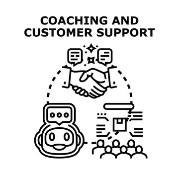 Customer support coaching and artificial intelligence concept Stock Illustration