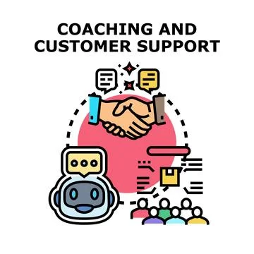 Customer support coaching and artificial intelligence concept Stock Illustration