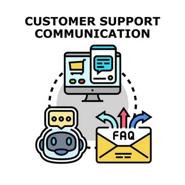Customer support communication concept with digital technology Stock Illustration