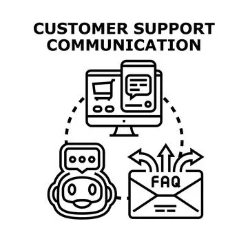 Customer support communication concept with digital technology Stock Illustration