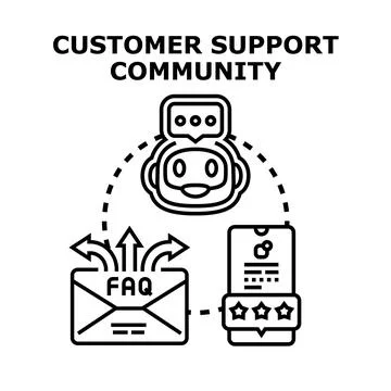 Customer support community developing assistance for users Illustrazione stock