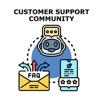 Customer support community developing assistance for users Stock Illustration
