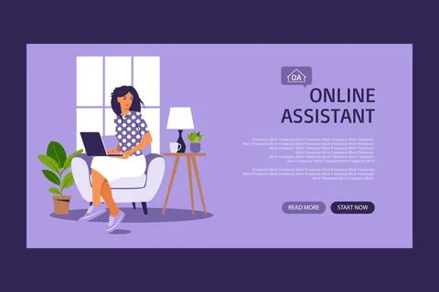 Customer support concept design, Operator doing live feedback, hotline operat Stock-Illustration