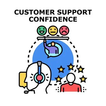 Customer support confidence generating high satisfaction feedback Stock Illustration