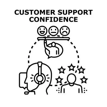 Customer support confidence generating high satisfaction feedback Ilustración de archivo