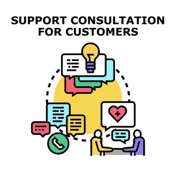 Customer support consultation offering solutions and assistance Stock Illustration