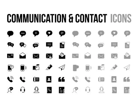 Customer support, contact, messaging, communication vector icon set 스톡 일러스트