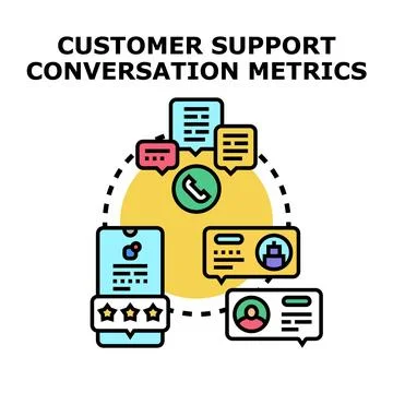 Customer support conversation metrics analysis and feedback Stock Illustration