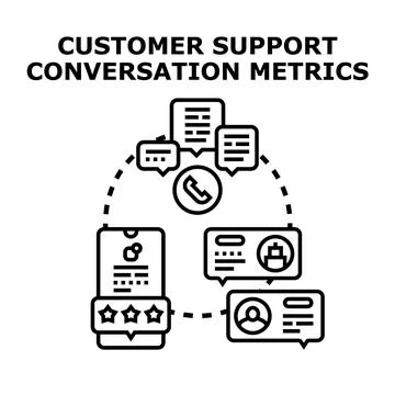 Customer support conversation metrics analysis and feedback Stock Illustration