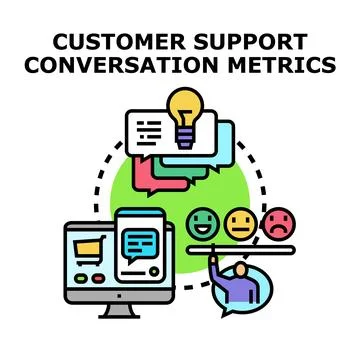 Customer support conversation metrics tracking and analysis Stock Illustration