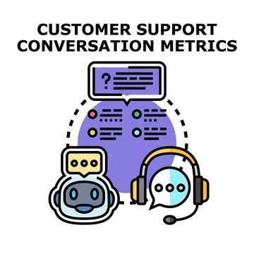 Customer support conversation metrics tracking feedback Stock Illustration