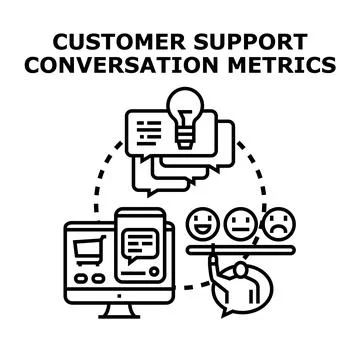 Customer support conversation metrics tracking and analysis Stock Illustration