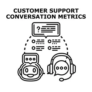 Customer support conversation metrics tracking feedback Stock Illustration