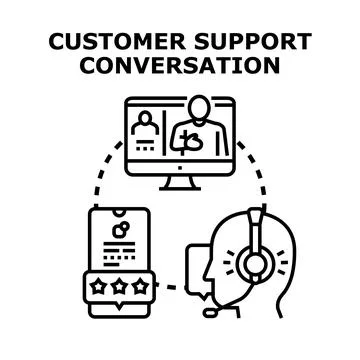 Customer support conversation through virtual communication channels Stock Illustration
