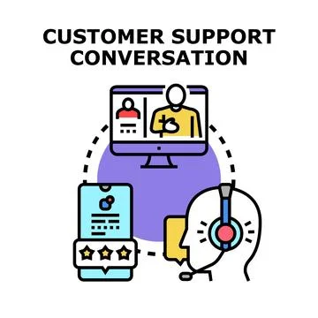 Customer support conversation through virtual communication channels Stock Illustration