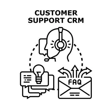 Customer support crm system providing online solutions Stock Illustration