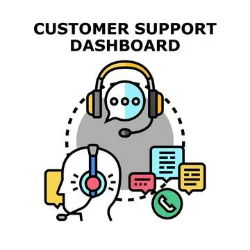 Customer support dashboard concept providing call center assistance Stock Illustration