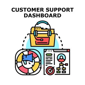 Customer support dashboard managing online assistance services Illustrazione stock