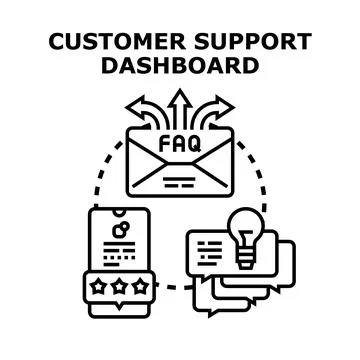 Customer support dashboard providing assistance and information Stock Illustration