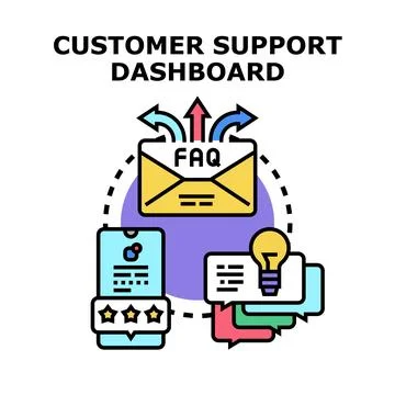 Customer support dashboard providing assistance and information Stock Illustration