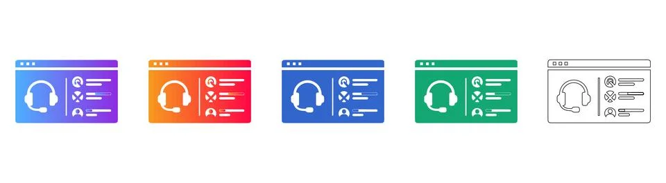 Customer Support Dashboard UI Icon Set Stock Illustration
