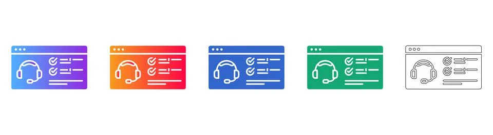 Customer Support Dashboard UI Icon Set 库存插图