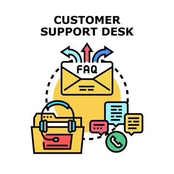Customer support desk providing assistance and answering inquiries Illustrazione stock