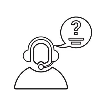 Customer support, enquiry outline icon . Line art vector. Stock Illustration
