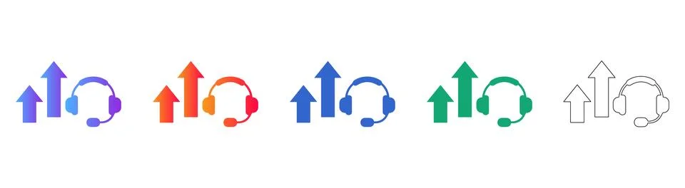 Customer Support Escalation Icon Set 스톡 일러스트