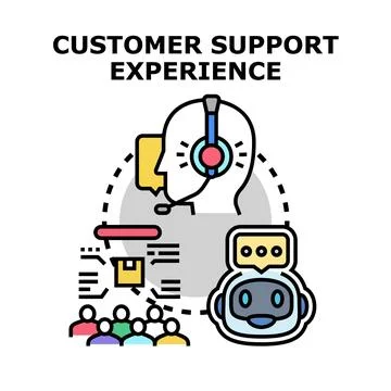 Customer support experience concept with chatbot and agents Stock Illustration