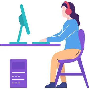 Customer support female operator vector flat icon Stock Illustration