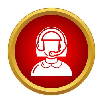 Customer support female operator wearing headset icon Illustrazione stock