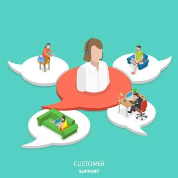 Customer support flat isometric vector concept. Stock Illustration
