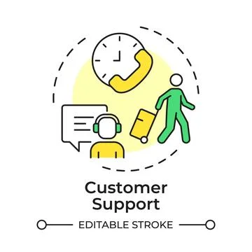 Customer support flat linear concept icon Stock Illustration