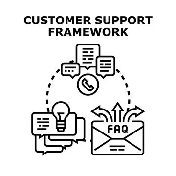Customer support framework concept for providing assistance Stock Illustration