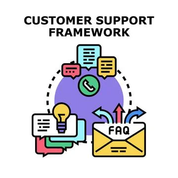 Customer support framework concept for providing assistance Stock Illustration