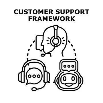 Customer support framework with human agent and chatbot Stock Illustration
