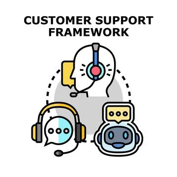 Customer support framework with human agent and chatbot Illustrazione stock
