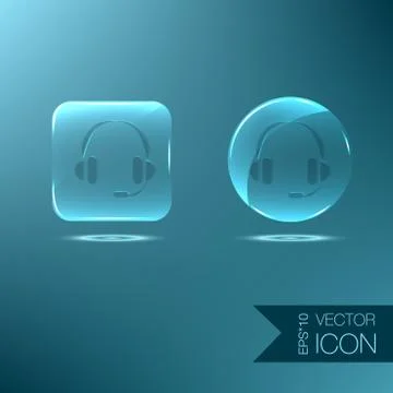 Customer support, headphone icon Stock Illustration