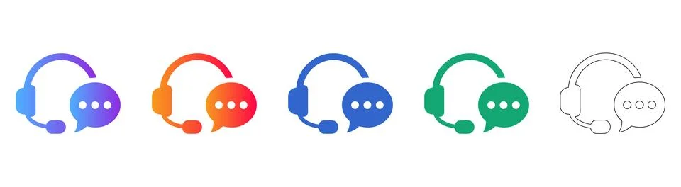 Customer Support Headset and Chat Bubble Icons Stock Illustration
