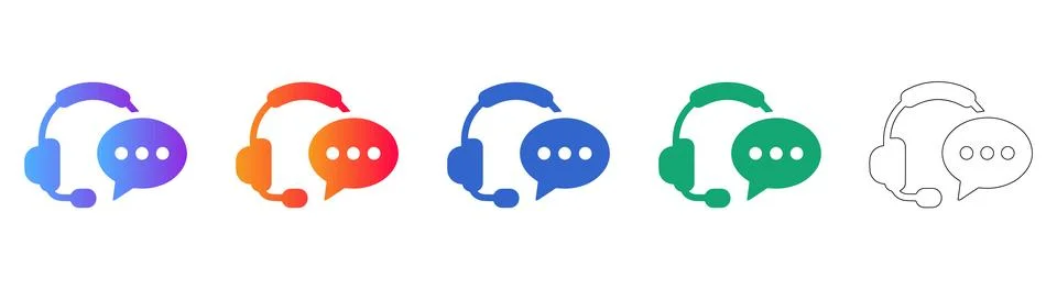 Customer Support Headset and Chat Bubble Icons Stock Illustration
