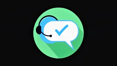 Customer support headset with checkmark speech bubble icon. Stock Footage 339168732