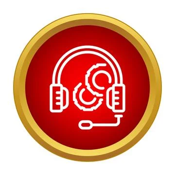 Customer support headset with gears icon concept Stock Illustration